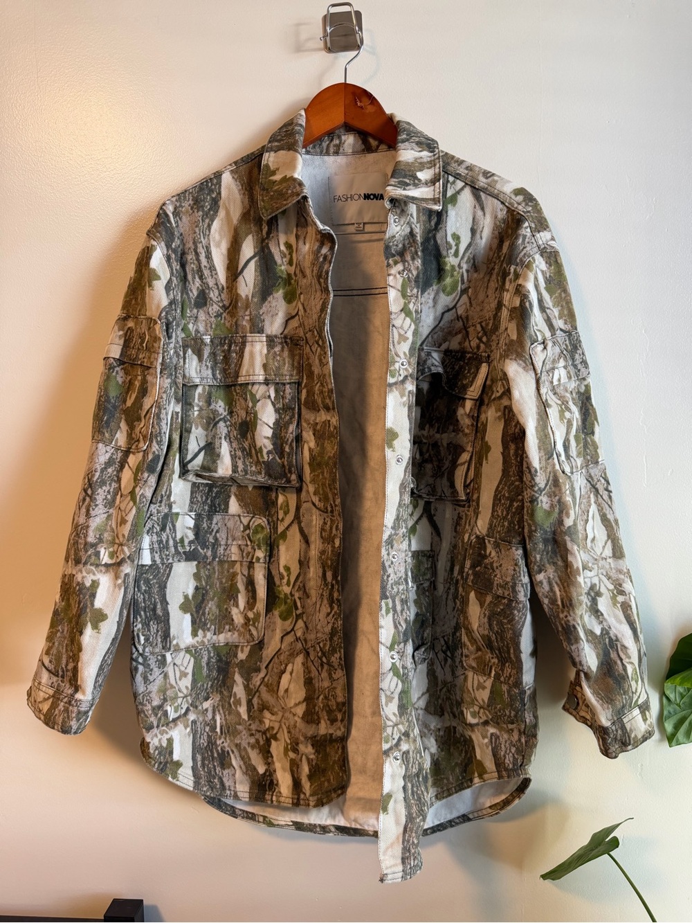 Fashion Nova women’s oversized Camouflage camo Utility shirt Jacket XS